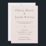 Invitación Dusty Rose Minimalist Wedding Invitation<br><div class="desc">A romantic dusty rose minimalist wedding invitation featuring elegant typography and a delicate rose divider. Perfect for boho,  terracotta,  desert rose,  and modern romantic wedding themes.</div>