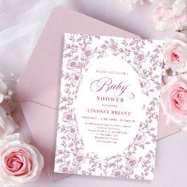 Invitación Dusty Rose Rose Pattern Pink Baby Shower Invitatio