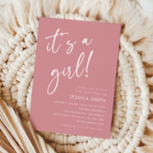 Dusty Rose Simple Minimalista Baby Shower Niña