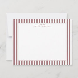 Invitación Dusty Rose Striped Note Card