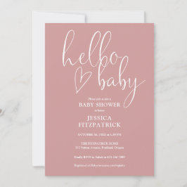 Invitación Dusty Rose Todo En Un Código QR Baby Shower Hola