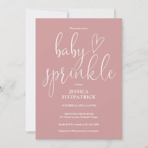 Invitación Dusty Rose Todo En Uno Código QR Baby Sprinkle Sho