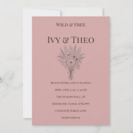Invitación Dusty Rose Wedding Invitation Wildflower Boho