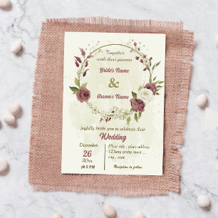 Invitación dusty rose white flowers botanical wedding