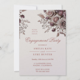 Invitación Dusty Rubor y Purple Rosa Engagement Party