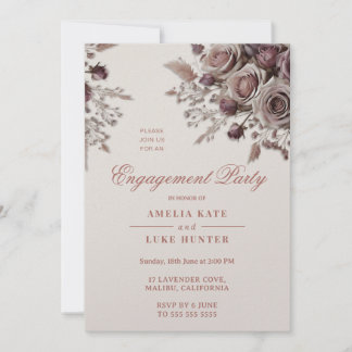 Invitación Dusty Rubor y Purple Rosa Engagement Party