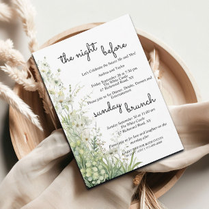 Invitación Dusty Sage Green Rehearner Dinner & Sunday Brunch