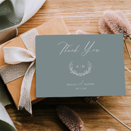 Invitación Dusty Sage Wedding Day Thank you Flat Note Card