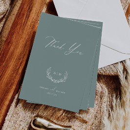 Invitación Dusty Sage Wedding Day Thank you Flat Note Card