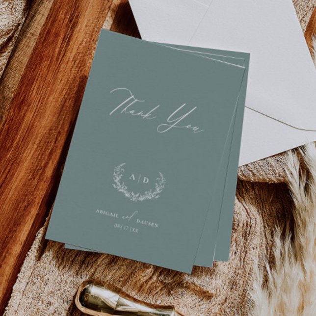 Invitación Dusty Sage Wedding Day Thank you Flat Note Card (Subido por el creador)