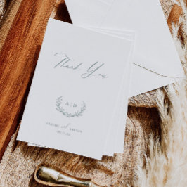 Invitación Dusty Sage Wedding Day Thank you Flat Note Card