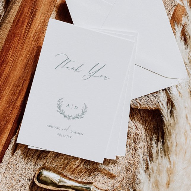 Invitación Dusty Sage Wedding Day Thank you Flat Note Card (Subido por el creador)