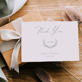 Invitación Dusty Sage Wedding Day Thank you Flat Note Card
