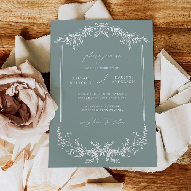 Invitación Dusty Sage Wedding Invitation Announcement Card (Subido por el creador)
