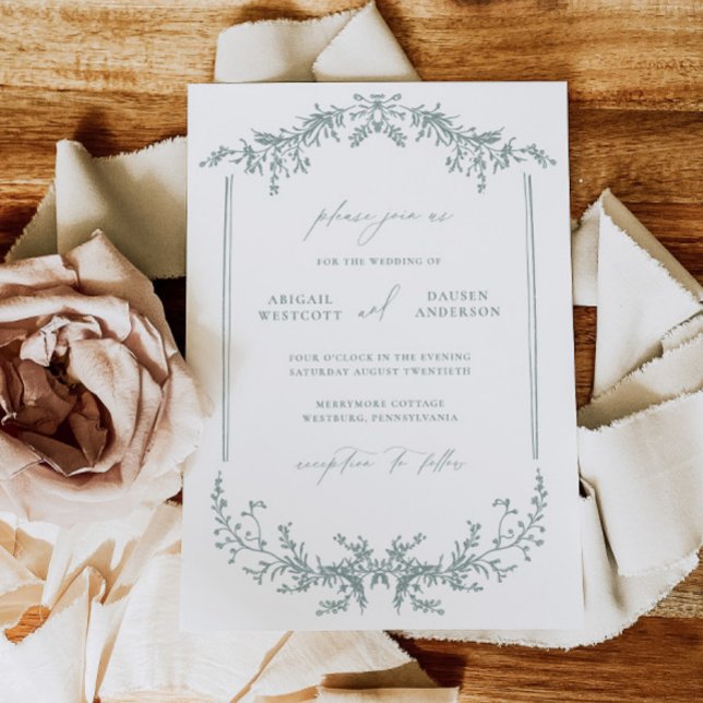 Invitación Dusty Sage Wedding Invitation Announcement Card (Subido por el creador)