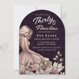Invitación Dusty vestido rosa y floral 30 Fiesta de cumpleaño