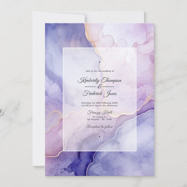 Invitación Dusty Violet Agate Boda (Anverso)