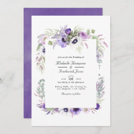 Invitación Dusty Violet Floral Código QR Boda RSVP