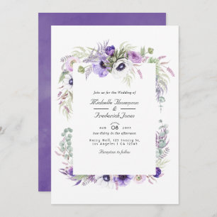 Invitación Dusty Violet Floral Código QR Boda RSVP