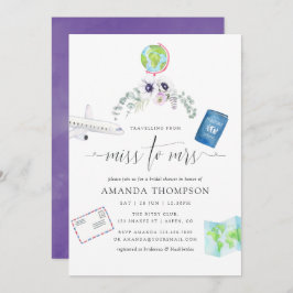 Invitación Dusty Violet Floral Miss A La Sra. Bridal Shower