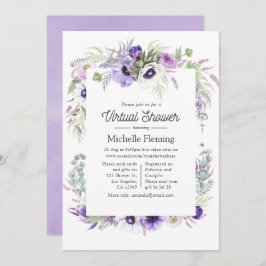 Invitación Dusty Violet Floral Virtual Baby Shower