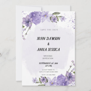 Invitación Dusty violet salva la fecha simple boda