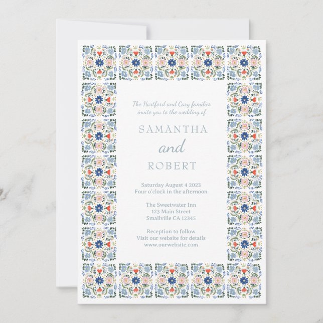Invitación Dutch Blue Tile Wedding (Anverso)