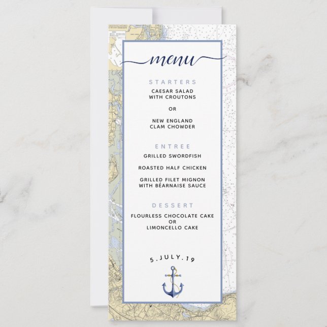 Invitación Duxbury Harbour MAMÁES del menú Boda gráfico náuti (Anverso)
