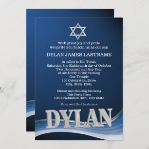 Invitación Dylan Steel Wave Name Bar Mitzvah
