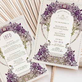 Invitación e información a la boda vintage de lava