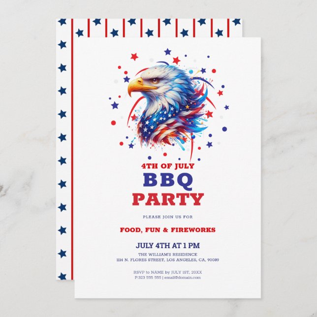 Invitación Eagle estadounidense patriótico BBQ (Anverso / Reverso)