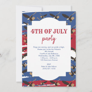 Invitación Eagle USA Bandera Patriótica Americana 4 de Julio