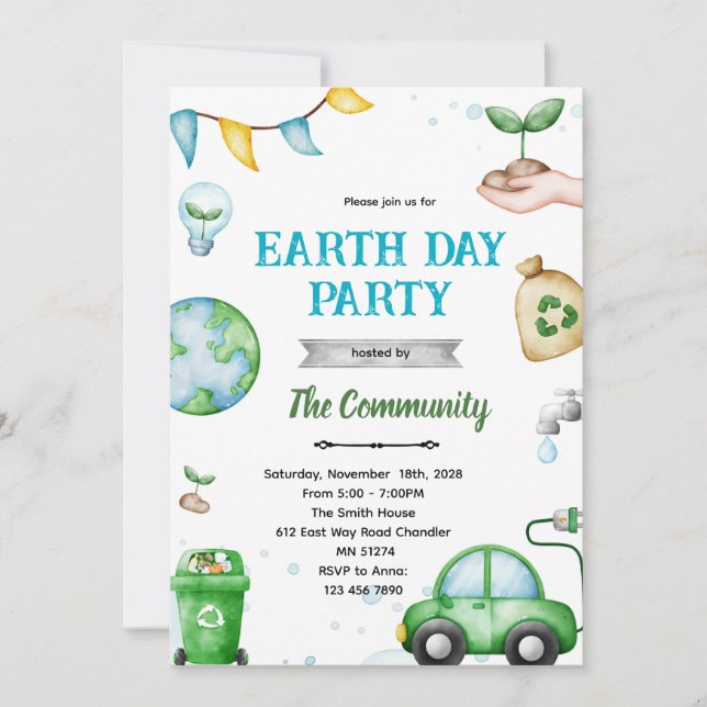 Invitación Earth day theme invitation (Anverso)
