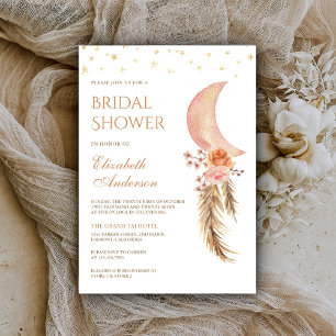 Invitación Earth Floral Pampas Crescent Moon Bridal Shower