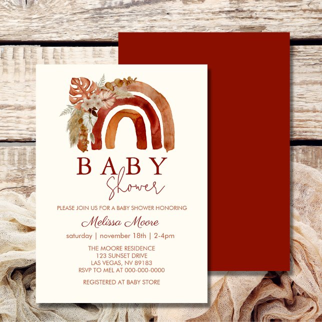 Invitación Earth Tone Boho Rainbow Baby Shower (Subido por el creador)