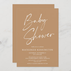Invitación Earth Tone Modern Script Baby Shower