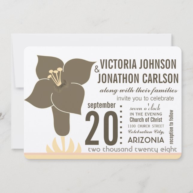 Invitación Earth Tones Art Deco Modern Lily Boda (Anverso)