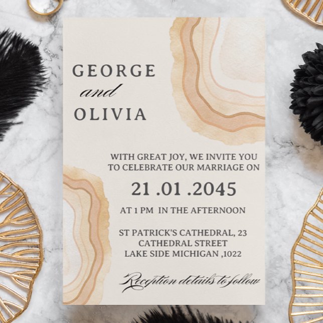 Invitación Earthy Abstract Watercolor Agate  Wedding  (Subido por el creador)