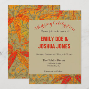 Invitación Earthy Bamboo Art Vintage Print Naranja