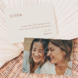 Invitación Earthy Beige Faded Photo Matron of Honor Card<br><div class="desc">Esta honrada foto matrona de honor de color beige oscuro es perfecta para su sencillo boda rústico de tonos beige y terracota. La paleta de colores neutros de la tierra boho es vintage en el suroeste con un toque retro moderno. El guión es una delicada caligrafía escrita a mano minimalista...</div>