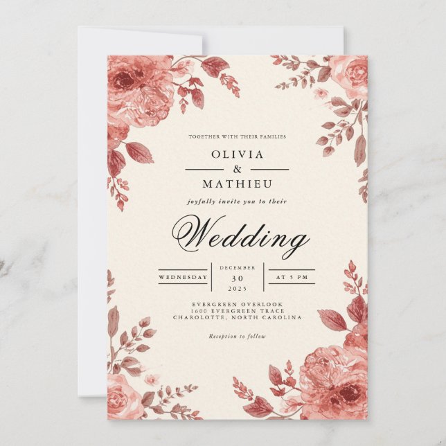 Invitación Earthy Bloom Arch Florece Boda (Anverso)