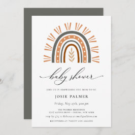 Invitación Earthy Bohemian Rainbow Baby Shower