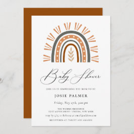 Invitación Earthy Bohemian Rainbow Baby Shower