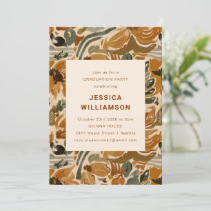 Invitación Earthy Boho Botanical Elegant Graduation Party