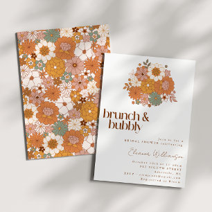 Invitación Earthy Boho Floral Brunch Bubbly Bridal Shower