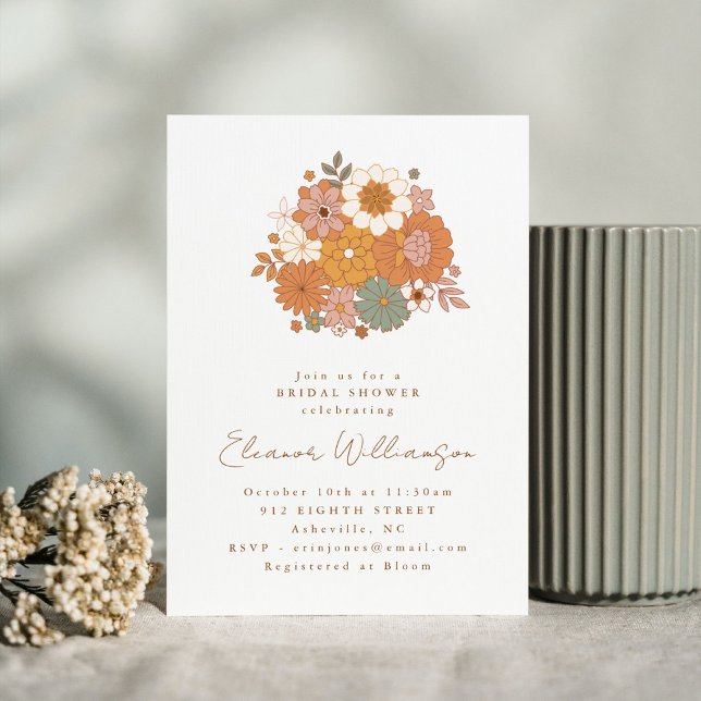 Invitación Earthy Boho Floral Terracotta Simple Bridal Shower (Subido por el creador)