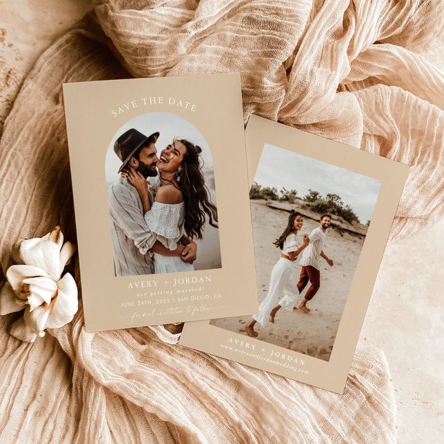 Invitación Earthy Boho Photo Save the Dates (Subido por el creador)