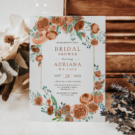 Invitación Earthy Burnt Orange Roses Floral Bridal Shower