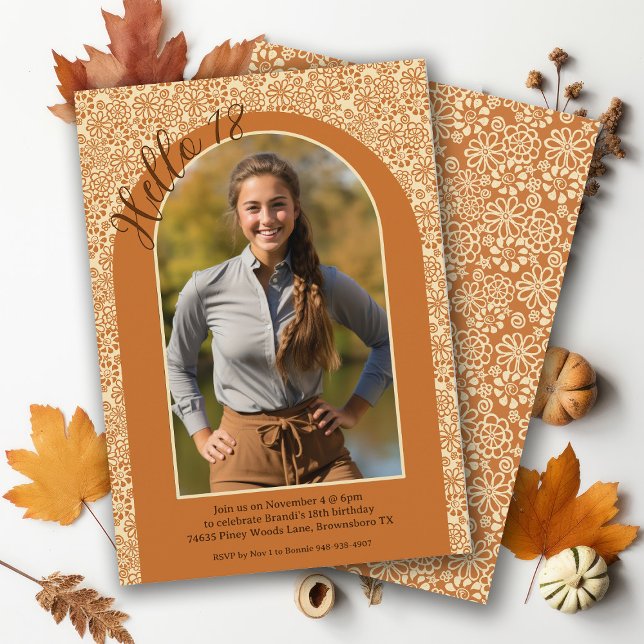 Invitación Earthy Cream Tan Floral Boho Country 18º cumpleaño (Subido por el creador)