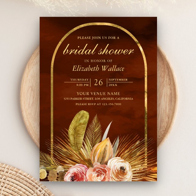 Invitación Earthy Floral Arch Naranja  Bridal Shower (Subido por el creador)
